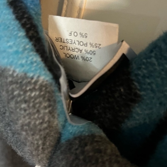 Women’s western wool reversible poncho gray and teal by Rhonda Stark - Picture 9 of 11